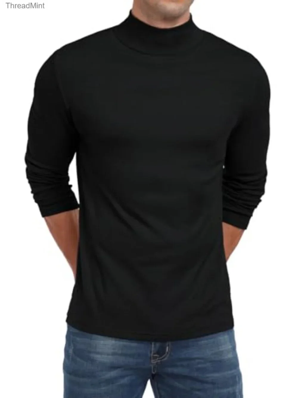 Men's Mock Turtleneck Long Sleeve Thermal Shirt Slim Fit Lightweight Tee